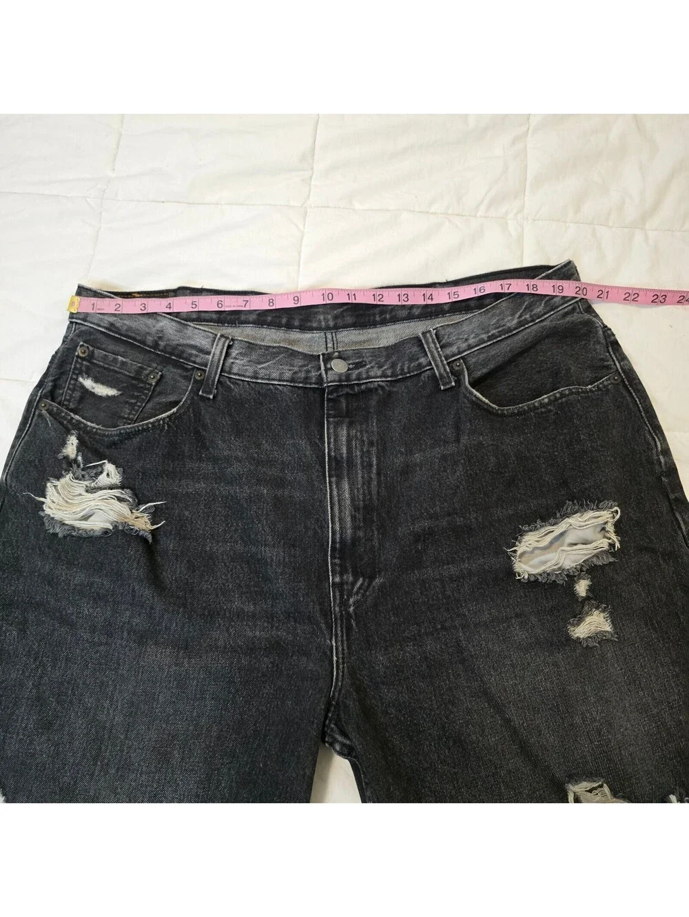 Levis 569 Distressed Loose Denim Shorts Mens 40 Black Jorts Jean Shorts